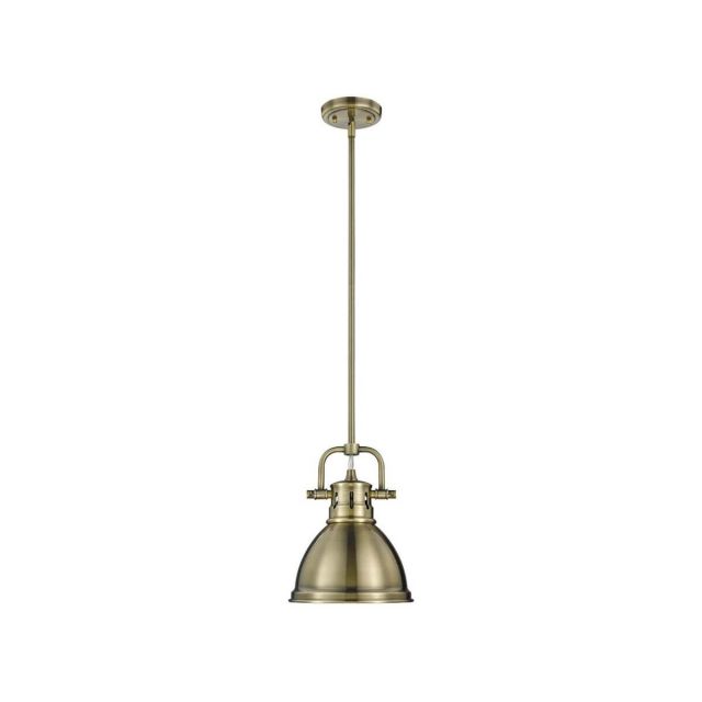 Golden Lighting Duncan 1 Light 7 inch Pendant In Aged Brass With Aged Brass Shade 3604-M1L AB-AB